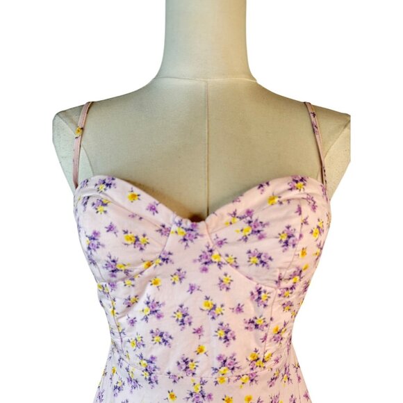 Strappy Small Back Mini Dress Pink/Purple Fully Lined Sweetheart Neckline - Picture 5 of 12